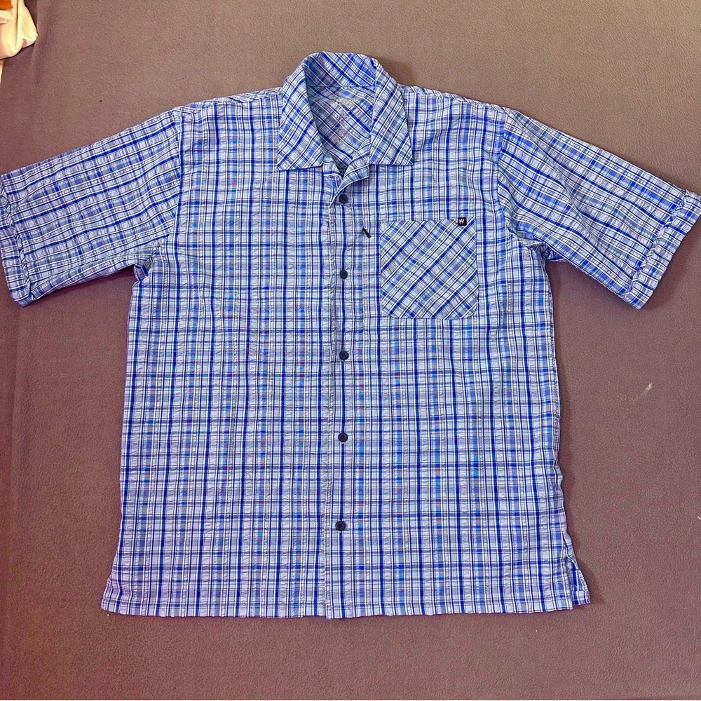Blackhawk 1700 Seersucker Button Up Short Sleeve Shirt Mens Large